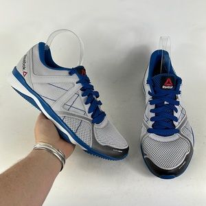 Reebok light grey bright blue gecko grip minimalist running sneakers mens size 9